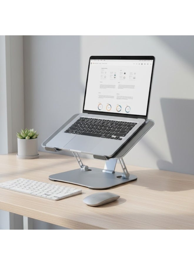 طلال حامل كمبيوتر محمول معدني قابل للتعديل مزود بمروحة تبريد كبيرة مدمجة للحماية من ارتفاع درجة الحرارة، وقاعدة مريحة قابلة لتعديل الارتفاع والزاوية، وقاعدة متينة وثابتة مزودة بوسادات مانعة للانزلاق، وحامل كمبيوتر محمول محمول للتبريد - Image 3