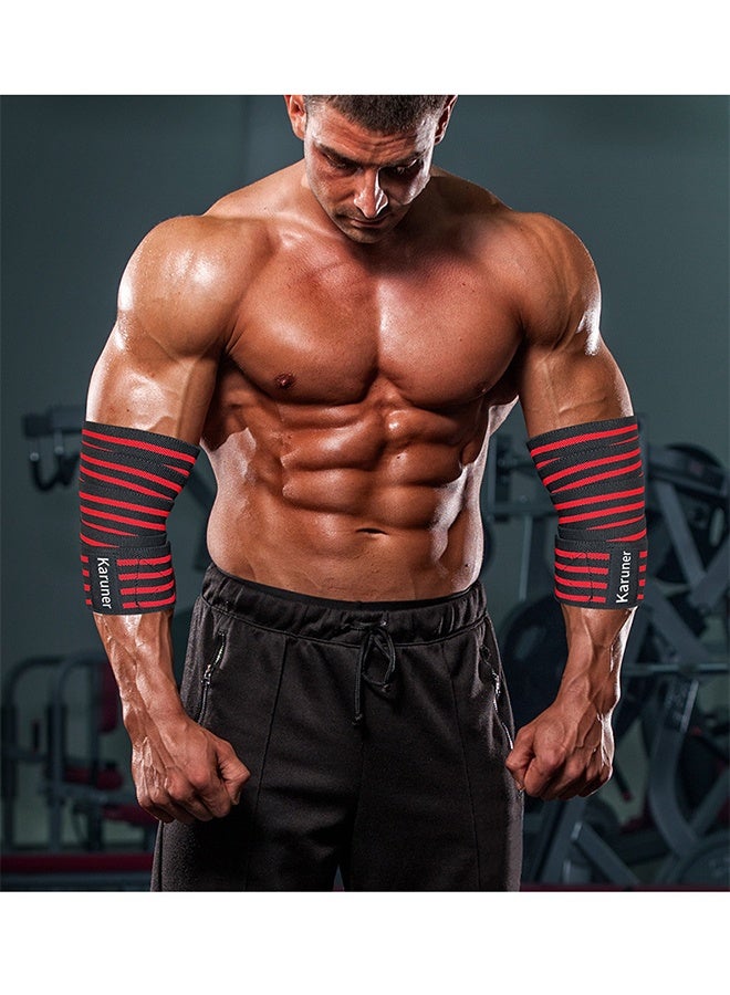 2 قطعة من المهنية المعصم الكوع الركبة يلتف الأشرطة المرنة دعامة دعم حامي لرفع الأثقال تجريب كمال الأجسام صالة الألعاب الرياضية اللياقة البدنية لرفع الأثقال - أحزمة الركبة المرنة للقرفصاء ورفع الأثقال - رفع لفائف الركبة للقوة والتفاف الضغط - دعم الركبة للقرفصاء ، رفع الأثقال ، صالة الألعاب الرياضية (أسود / أحمر الأحجام: L) - Image 2