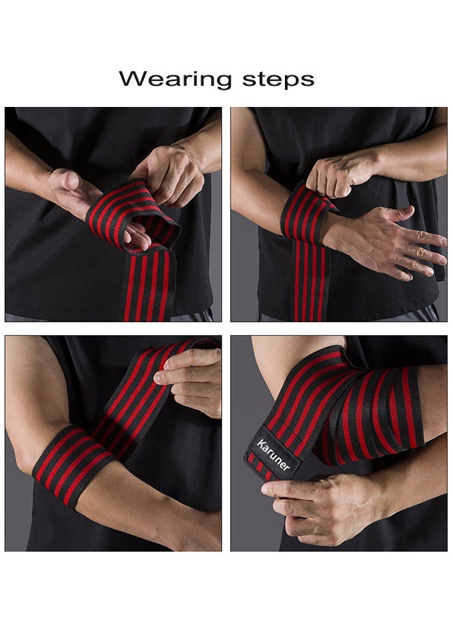 2 قطعة من المهنية المعصم الكوع الركبة يلتف الأشرطة المرنة دعامة دعم حامي لرفع الأثقال تجريب كمال الأجسام صالة الألعاب الرياضية اللياقة البدنية لرفع الأثقال - أحزمة الركبة المرنة للقرفصاء ورفع الأثقال - رفع لفائف الركبة للقوة والتفاف الضغط - دعم الركبة للقرفصاء ، رفع الأثقال ، صالة الألعاب الرياضية (أسود / أحمر الأحجام: L) - Image 5