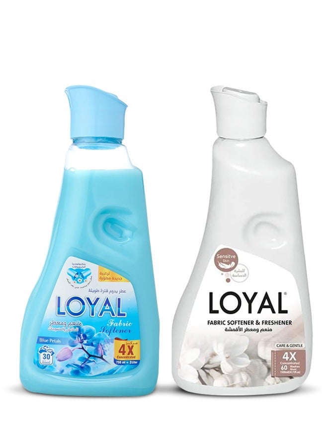 لويال منعم ومعطر الأقمشة المركز بتلات زرقاء - عناية ولطف 30 غسلة 2 × 750 مل - Image 1