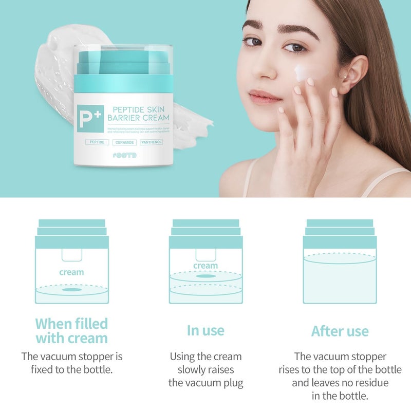 #OOTD Peptide Moisturizer Cream For Face, Dry Sensitive Skin Protection Barrier Cream For Aging Skin, Anti Aging, Hydrating, Peptide, Ceramide, Panthenol (1.69 FL.OZ) - Image 3