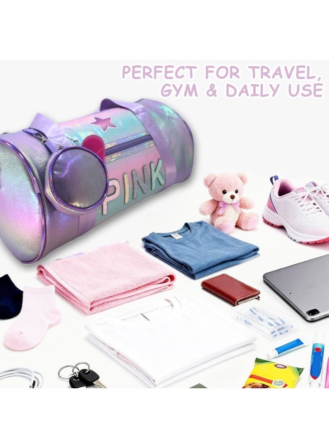 i-kola PINK STYLE PURPLE Duffle Bag | Lightweight & Waterproof Sports Duffle | Multi-Compartment Gym Tote & Carry-On Duffle | Overnight Weekender Travel Bag with Pouch (2022 PURPLE) - Image 4