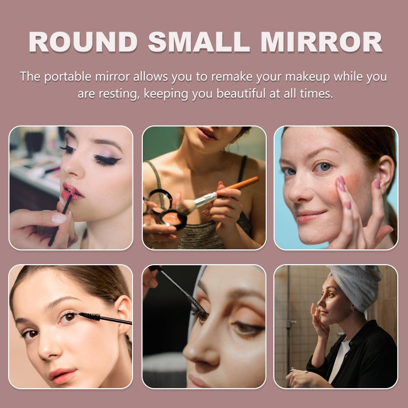 Portable Double Sided Makeup Mirror Foldable Metal Keychain Green Mini Travel Pocket Mirror - Image 5