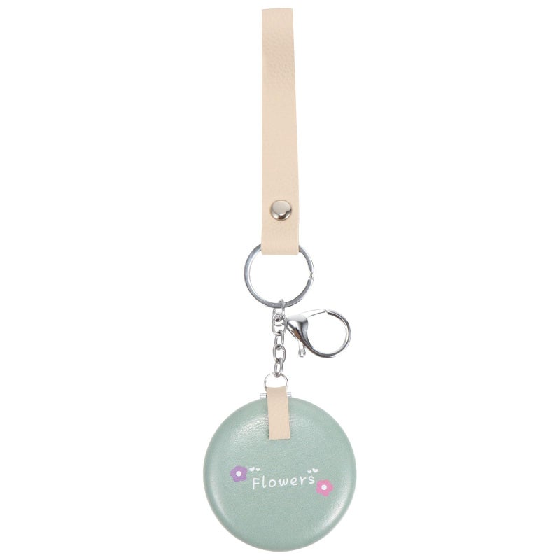 Portable Double Sided Makeup Mirror Foldable Metal Keychain Green Mini Travel Pocket Mirror - Image 2
