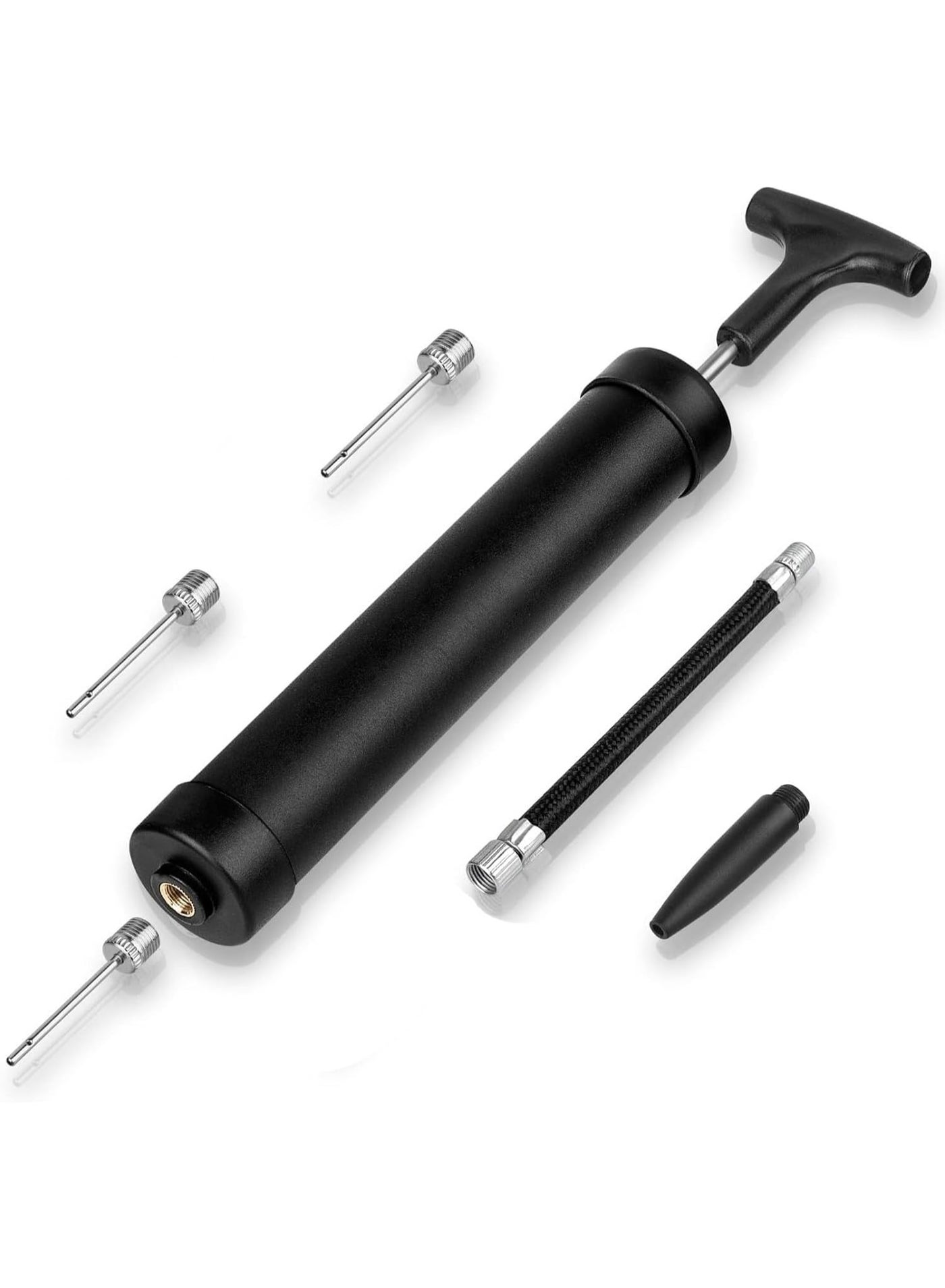 MOMENT Portable Hand Air Ball Pump Inflator Kit with Needle, Nozzle, Extension Hose for Soccer Basketball Football Volleyball Water Polo Rugby Exercise Sports Ball Balloon Swim Inflatables and More
