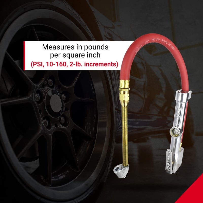 Milton New & Improved - Tire Inflator Gauge with Dual Head Air Chuck 15â€ Air Hose 10-160 PSI (Box of 5) - Image 4