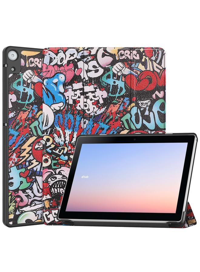 اس-توب حافظة لجهاز Docomo dtab D-51C Custer اللوحي، حافظة جلدية مطلية بثلاث طيات - Image 1