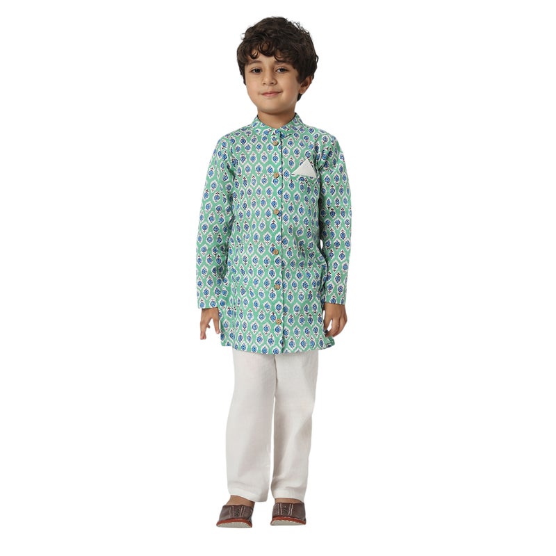Nautinati Boys' Cotton Printed Kurta Set - Image 1
