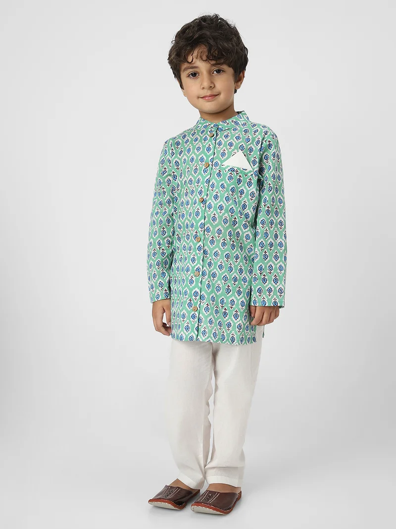 Nautinati  Nautinati Boys' Cotton Printed Kurta Set  | Best Price UAE