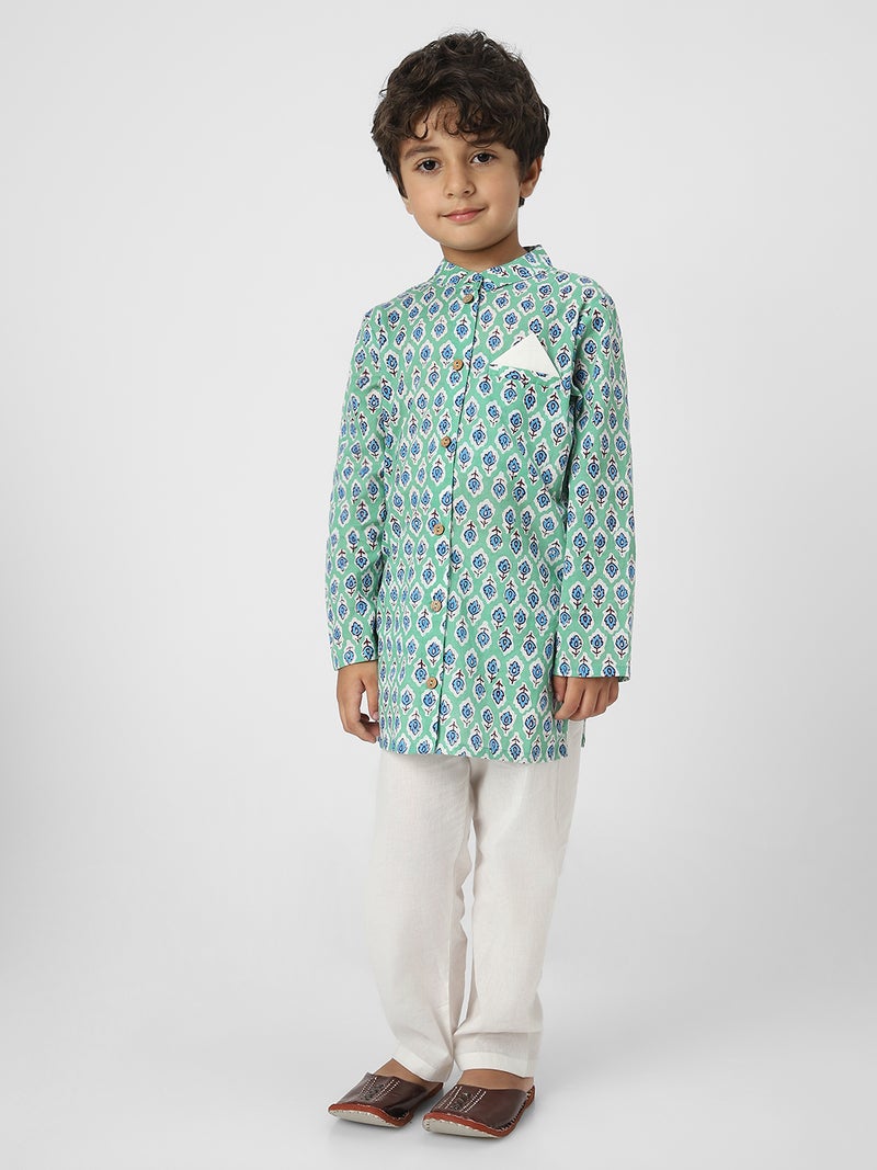 Nautinati Boys' Cotton Printed Kurta Set - Image 3