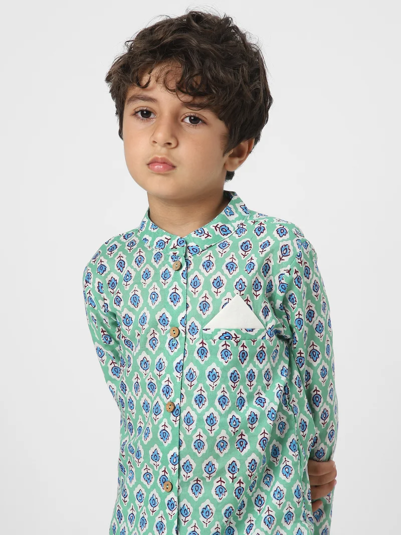 Nautinati  Nautinati Boys' Cotton Printed Kurta Set  | Best Price UAE