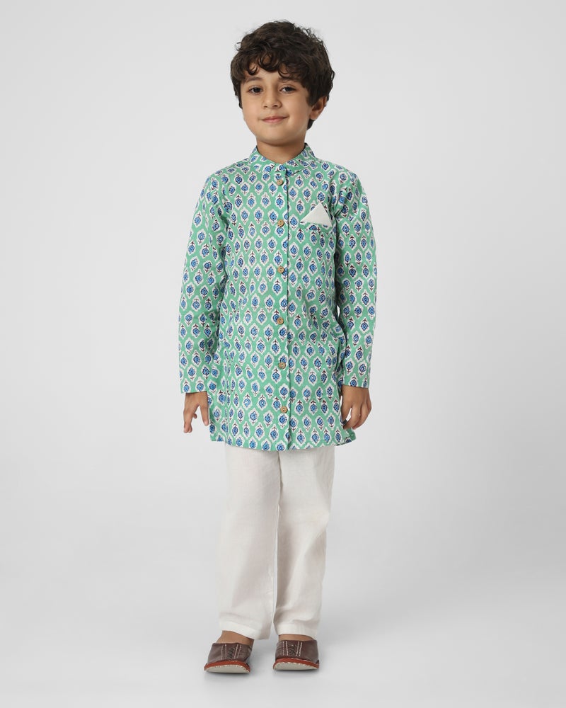 Nautinati Boys' Cotton Printed Kurta Set - Image 2