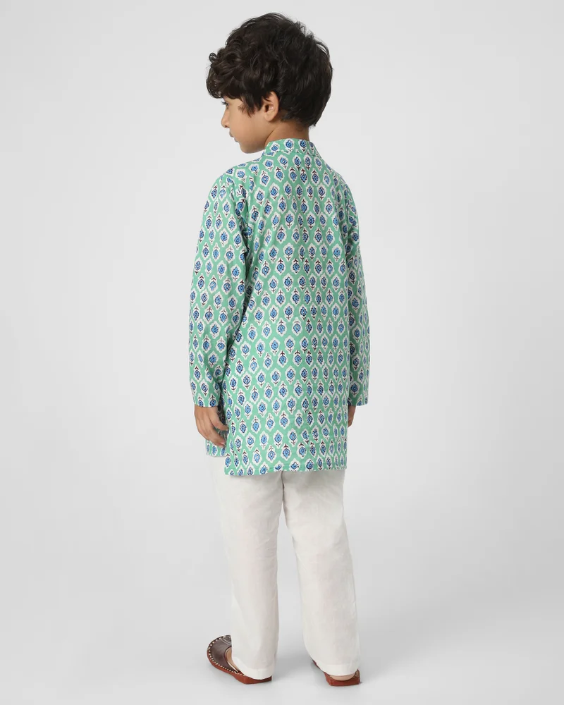 Nautinati  Nautinati Boys' Cotton Printed Kurta Set  | Best Price UAE