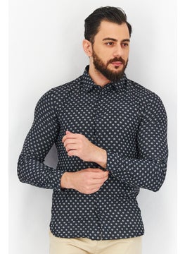 THE KOOPLES Men Regular Fit Floral Long Sleeve Casual Shirts, Black Combo  - Image 1