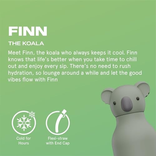 asobu Bestie Bottle Insulated Stainless Steel Water Bottle with Detachable Soft Animal Head Fun Drinking For Kids and Teens with Flexible Reusable Straw 16 Ounce Koala - Image 3