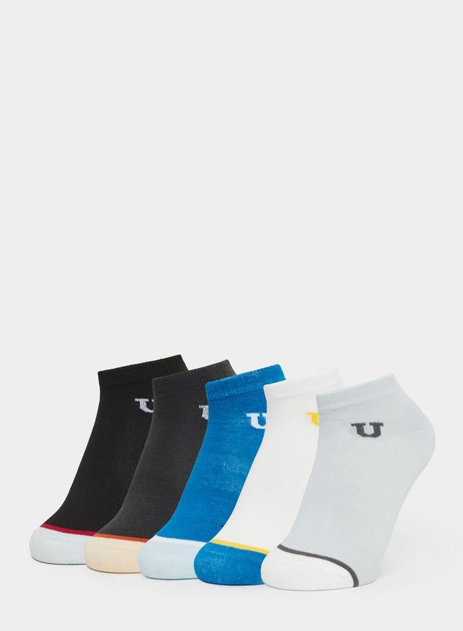 Styli Pack of 5 - Contrast Detail Ankle Socks - Image 1