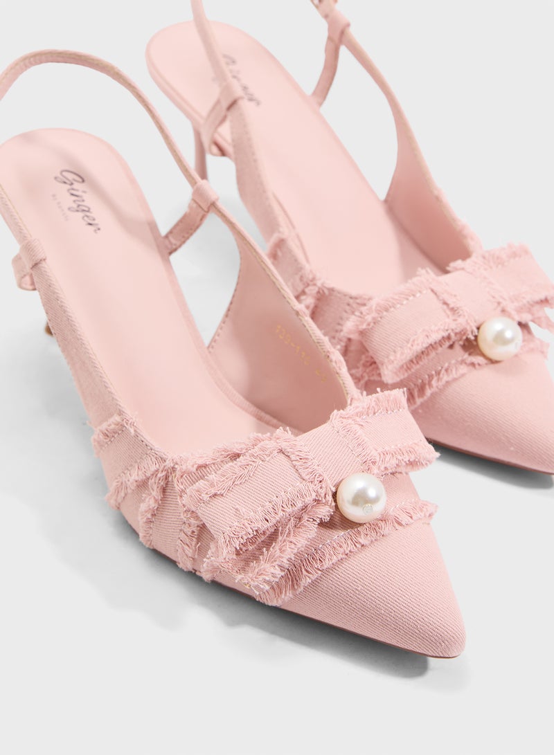 Ginger High Heel Sling Back Pump With Bow  - Image 4