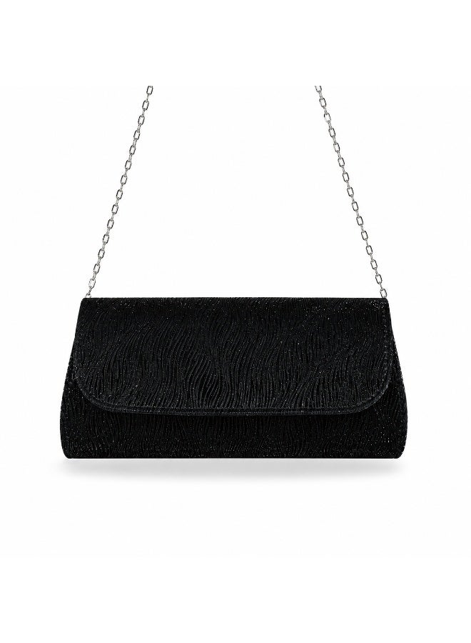 Vbranda Elegant evening clutch with a long rectangular shape, fully embellished with sparkling details VS-30-BLACK - Image 3