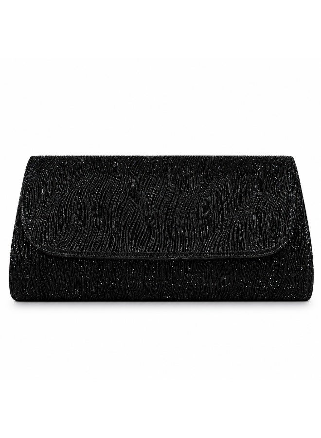 Vbranda Elegant evening clutch with a long rectangular shape, fully embellished with sparkling details VS-30-BLACK - Image 4
