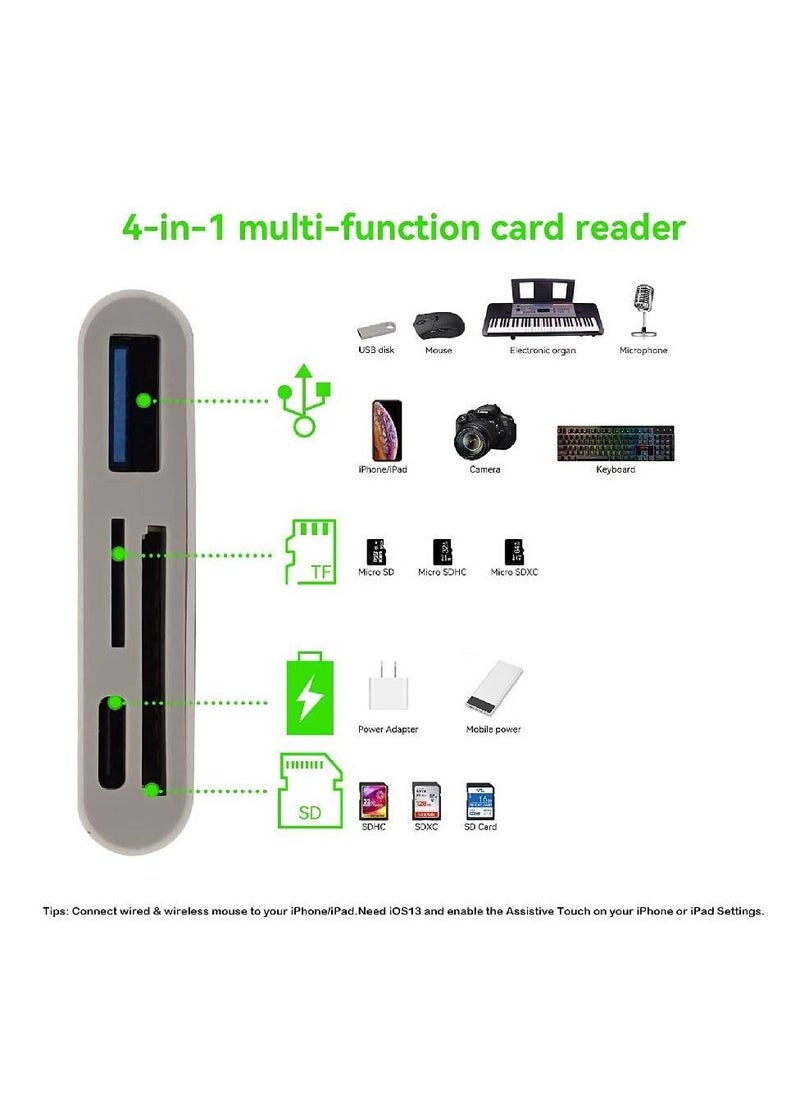 Generic - Camera Memory SD Card Reader with Lightning  Male to USB Female OTG Adapter Micro TF Power Charging Splitter Charger Connector for Apple for ipad - Image 1