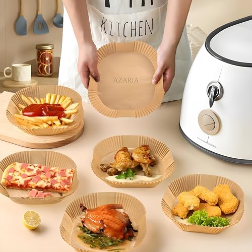 Azaria 100 PCS Air Fryer Paper Sheets Disposable Oil-Proof Liner for Air Fryer, Baking, Cooking, Roasting, and Microwave Non-Stick Parchment Paper(Square 8 Inch) (Paper 100 Pcs Liner) - Image 3