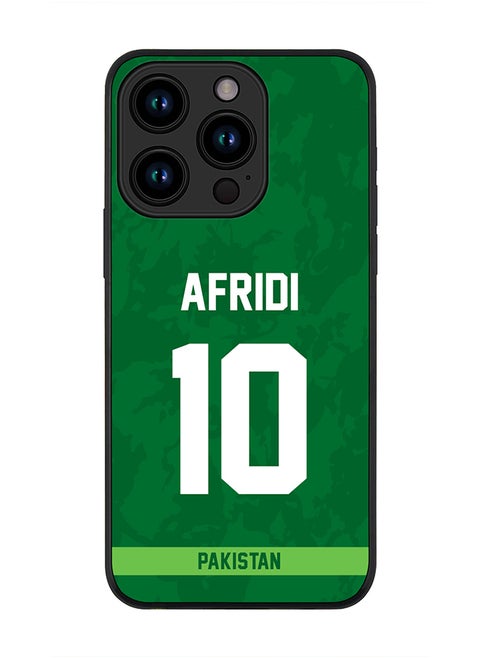Cover for iPhone 15 Pro Case , Rugged Black Slim fit Soft Flexible Thin Protective Phone Cases - Player Name - AFRIDI, Jersey Number- 10