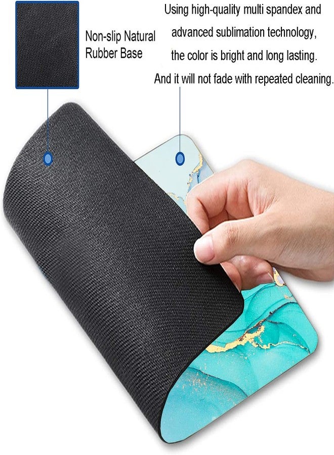 Armanza Mouse Pad, Cyan Blue Marble Mouse Pad, Washable Square Cloth Mousepad for Office Laptop, Non-Slip Rubber Base for Wireless Mouse for Computer Desk - Image 2