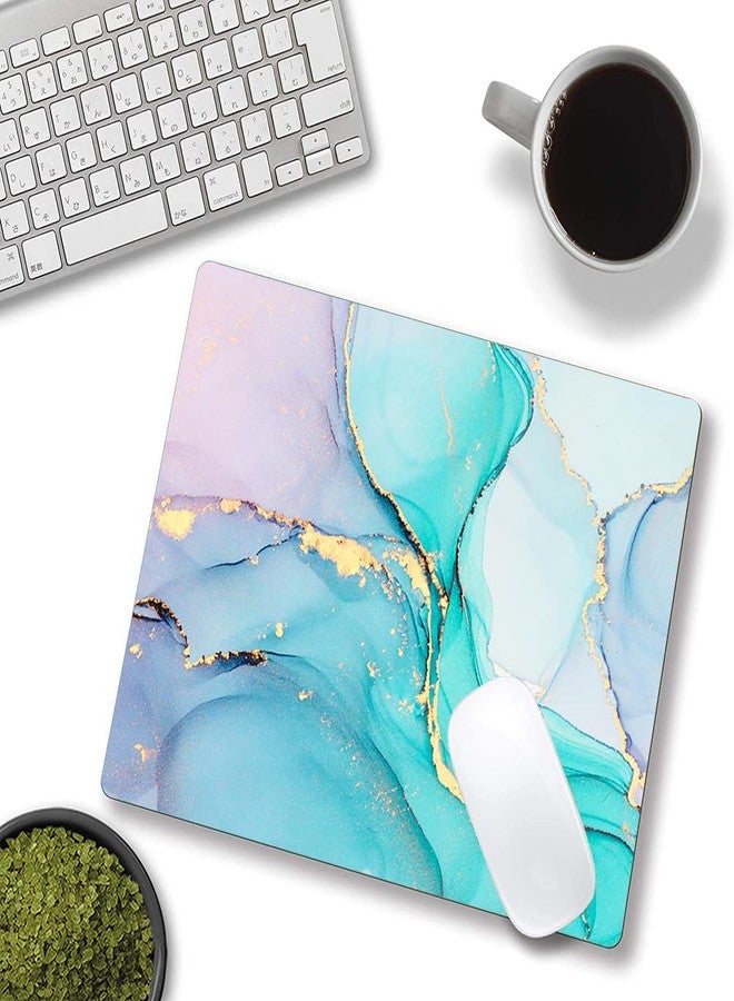 Armanza Mouse Pad, Cyan Blue Marble Mouse Pad, Washable Square Cloth Mousepad for Office Laptop, Non-Slip Rubber Base for Wireless Mouse for Computer Desk - Image 4