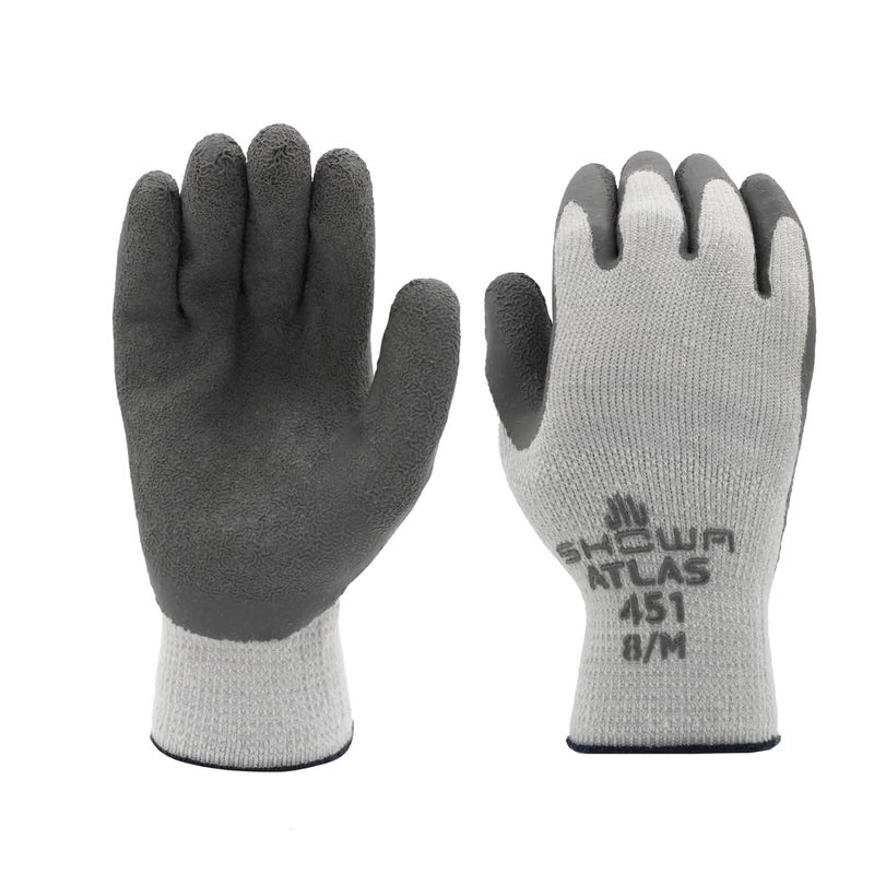 SHOWA Atlas 451 Natural Rubber Work Gloves with Insulated Seamless Liner - X-Large (Pack of 12 Pairs) - Image 1