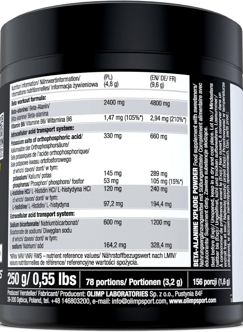 Olimp Beta-Alanine Xplode Powder, Orange Flavor,  250g - Image 2