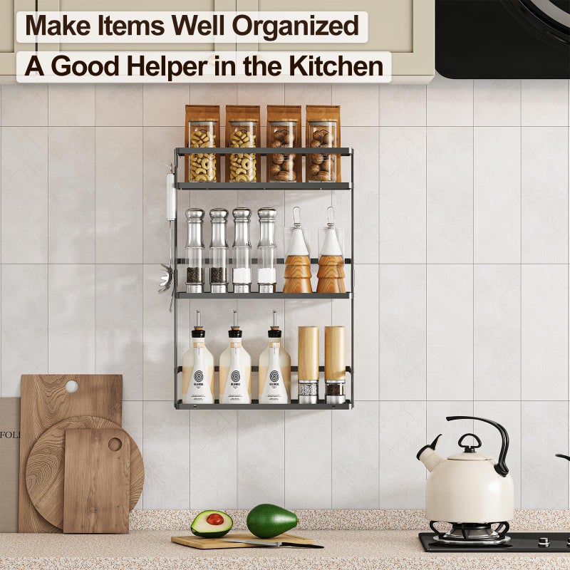 Godboat Bathroom Organizers and Storage, 3-Tier Wall Shelves, Over Toilet Rack with Paper Holder and 2 Hooks, Floating Shelf & Accessories, Gifts for Women, Mom, Mothers Day (Black) - Image 5