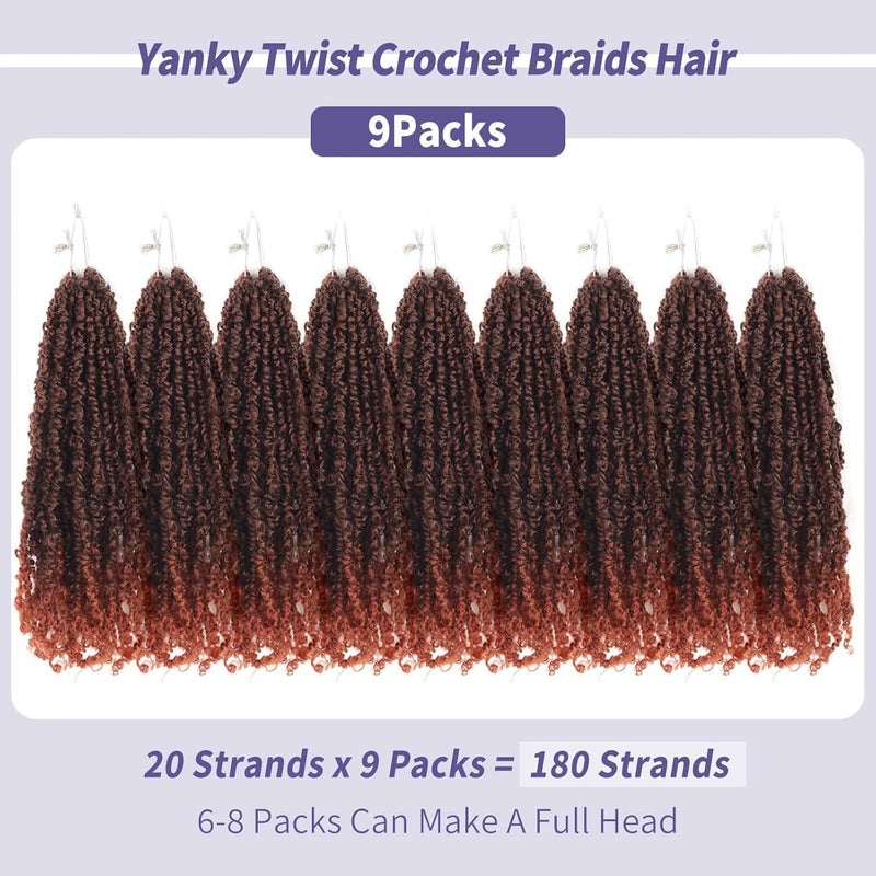 datanala Yanky Twists Crochet Braiding Hair 12 Inch 9 Packs Ombre Crochet Hair with Curls Micro Spring Twists Crochet Hair Pre-looped Curly Crochet Braids Hair Extensions for Women (T350#, 12inch) - Image 3