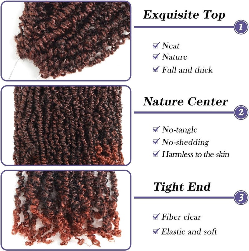 datanala Yanky Twists Crochet Braiding Hair 12 Inch 9 Packs Ombre Crochet Hair with Curls Micro Spring Twists Crochet Hair Pre-looped Curly Crochet Braids Hair Extensions for Women (T350#, 12inch) - Image 4
