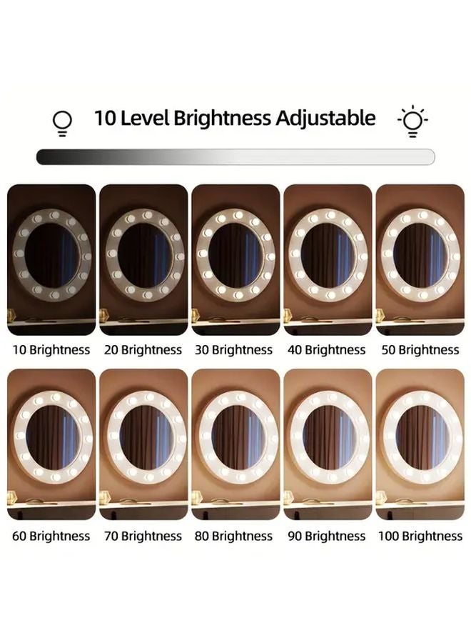 10 لمبة كيت إضاءة مرآة الماكياج LED قابلة للتعتيم مع سطوع قابل للتعديل و3 ألوان - Image 4