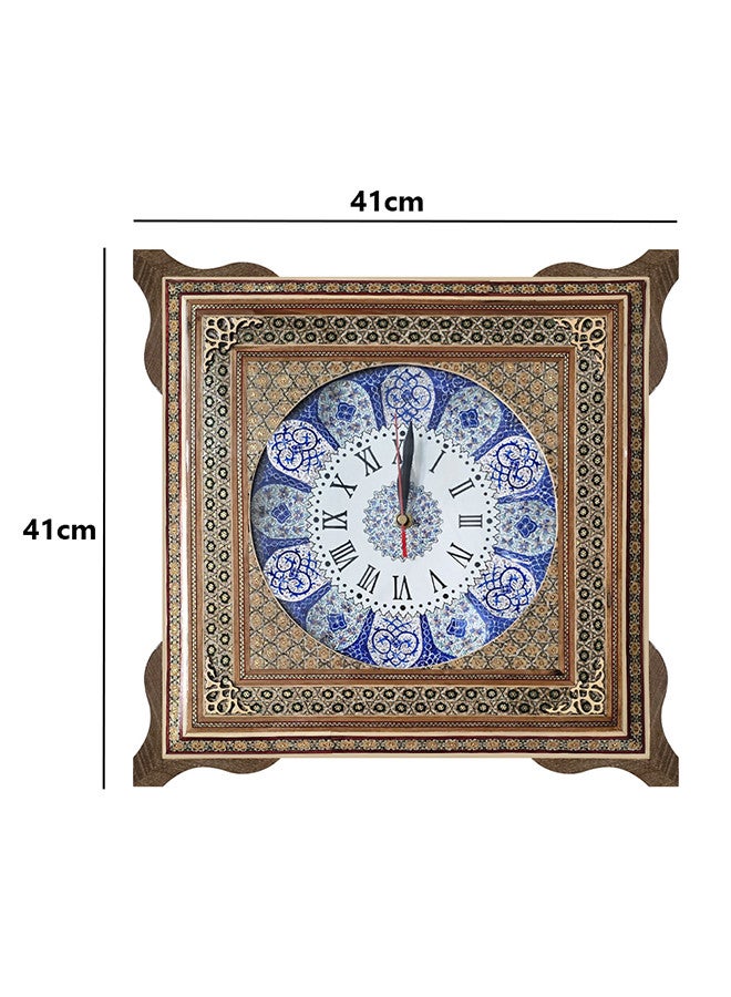 MARGOUN Handcrafted Persian Wooden Wall Clock, Khatam Marquetry Art 41.41cm  - Image 3