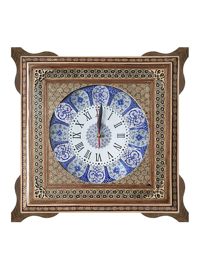 MARGOUN Handcrafted Persian Wooden Wall Clock, Khatam Marquetry Art 41.41cm  - Image 1