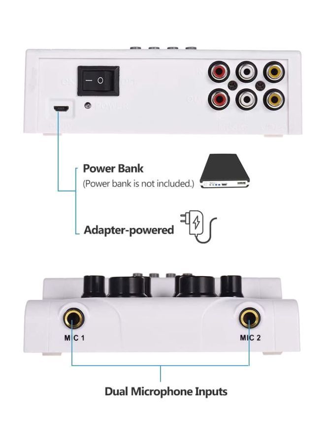 NIBEMINENT Mini Karaoke Sound Audio Mixer I5036W-UK-A White/Black - Image 3
