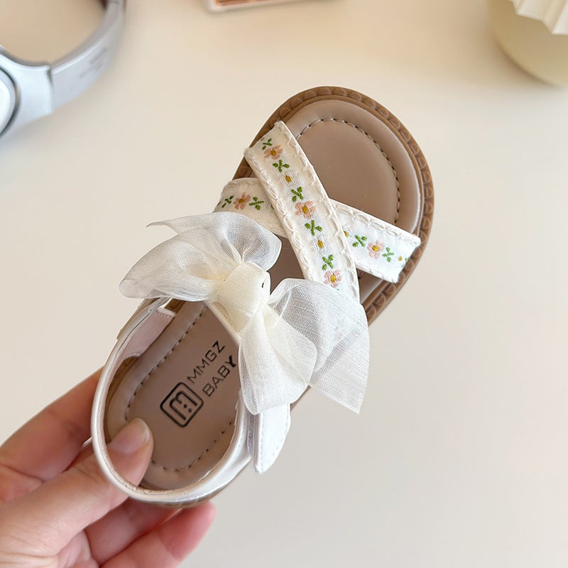 2025 Children'S Breathable Beach Shoes Korean Style Girls' Cross Strap Sandals Bow Soft Sole Children'S Shoes Trendy - Image 5