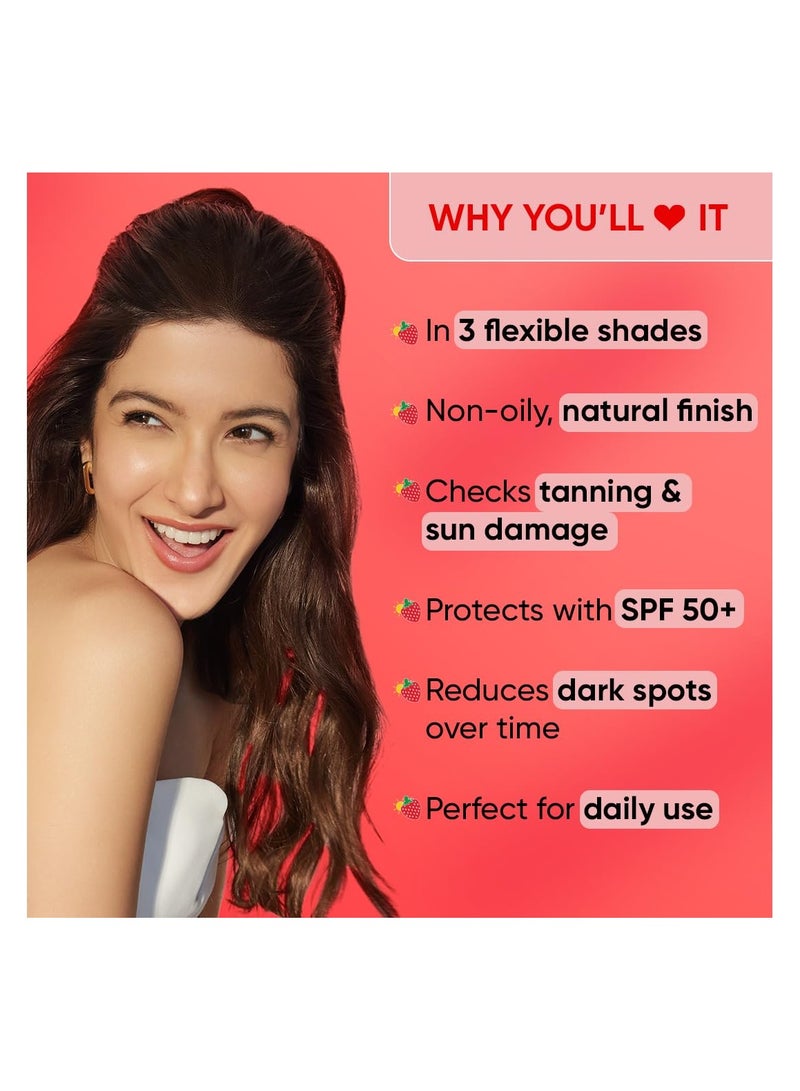 دوت آند كي واقي من الشمس ملون برائحة الفراولة SPF 50+ Pa++++ - 03 رمل | الحماية ضد UA/UB | واسع الطيف، مقاوم للماء والعرق | لجميع أنواع البشرة | 50 مل - Image 4