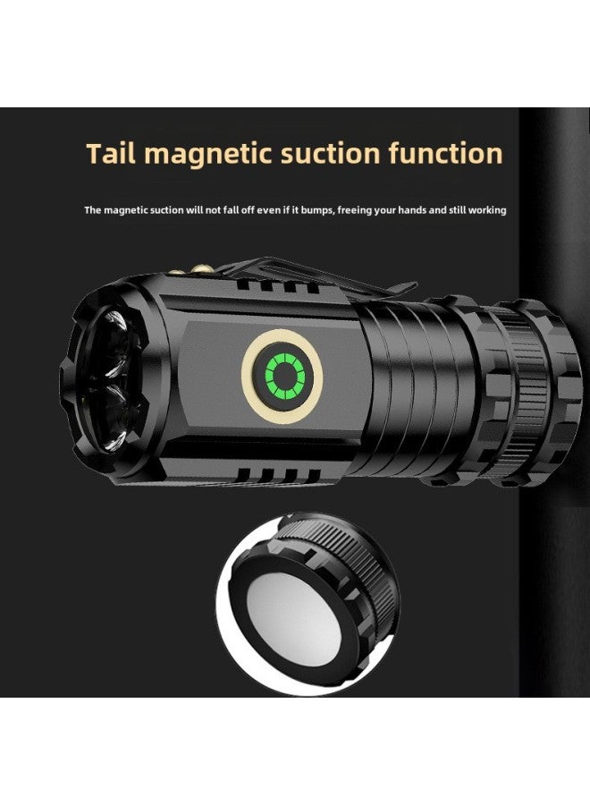 TikTok Explosions Outdoor Strong Light Flashlight Super Bright Charging Small Steel Cannon Multifunctional Cap Clip Mini Monster Flashlight-Color:S450 White + Red Light (18350a + Data Cable Storage Bag)  - Image 3