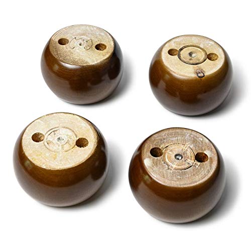 Metany Pack Of 4 Walnut Furniture Legs Round Bun Feet 2"" Tall Wood Sofa Legs Replacement Legs For Cabinet Couch Chair Dresser - Image 1
