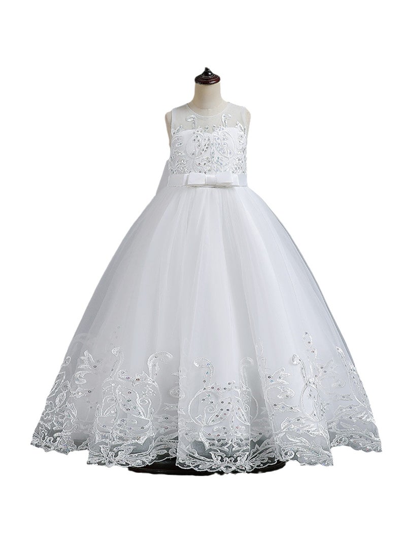 Girls Dress Sleeveless Mesh Performance Host Princess Dress Costumes - Image 1
