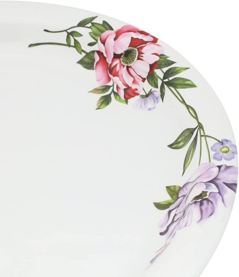 Abir Melamine Round Plate 55 CM / 21.65 INCH White Floral Design For Food Kitchen Use Outdoor & Restaurant Decorative Multi Purpose Server Tray/Platter - Image 5