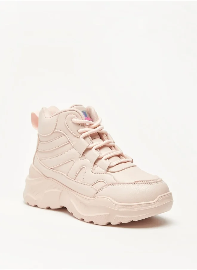 Little Missy Girls Little Missy Panelled High Top Sneakers with Zip Closure