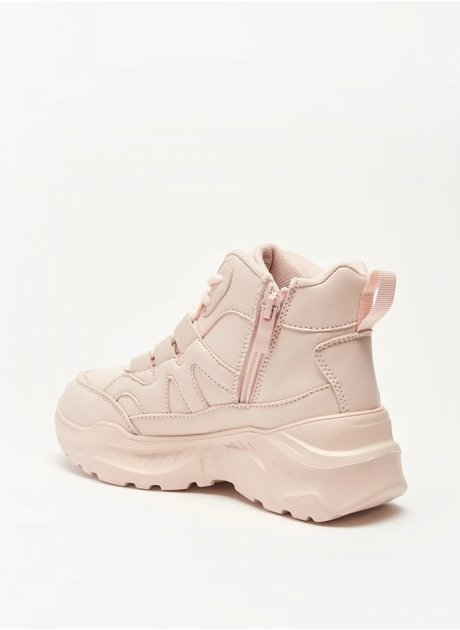 Little Missy Girls Little Missy Panelled High Top Sneakers with Zip Closure