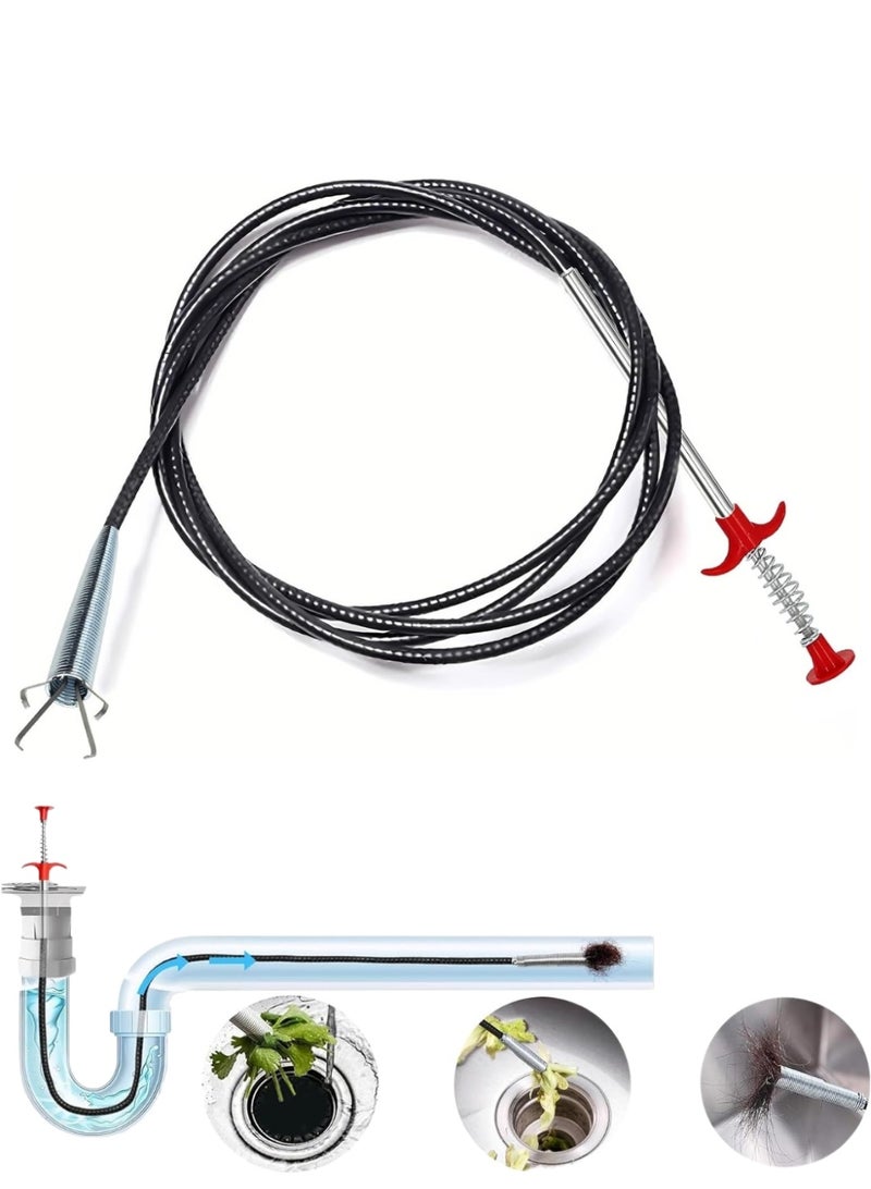 Flexible Drain Grabber Tool, 160 cm Stainless Steel 4-Claw Clog Remover - Image 1