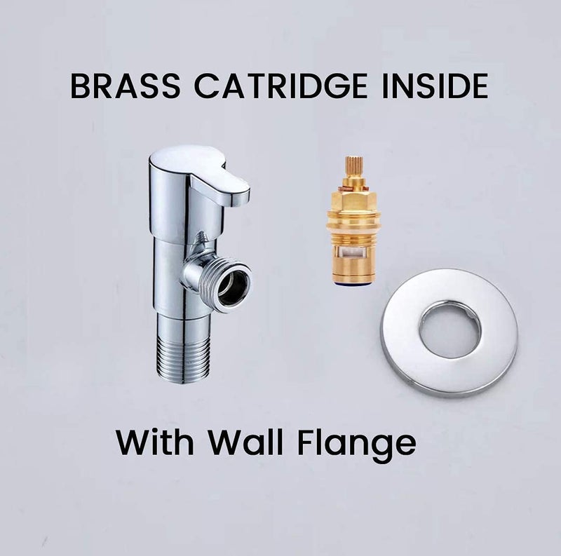 IRIS High Grade Brass Angle CockValve of Brass for BathroomKitchen with Connection Pipe Set of 2 - Image 3