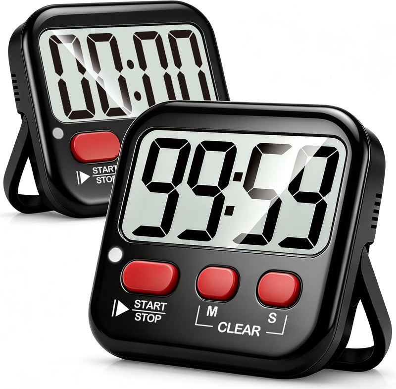 Antonki 2 Pack Digital Timer for Kids, Magnetic Countdown Kitchen Timers for Cooking, Egg, Classroom, Teacher, Exercise, Study, Oven - Battery Included - Image 1