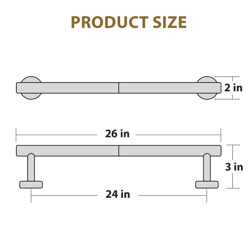 Luxbaro 2 Pack Matte Black Payel Bar 24 incl chare there there there for bathroom sus304 stan staLd Steel Rod dick modern moder - Image 2