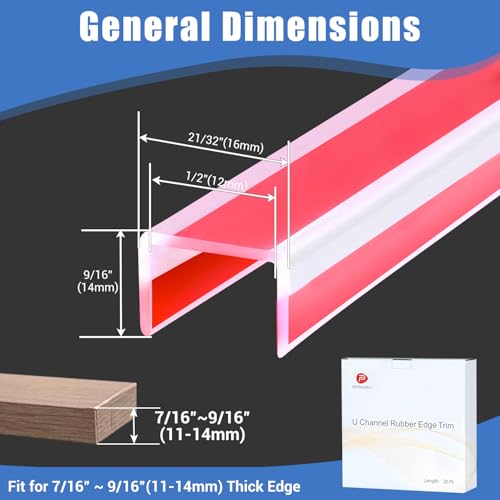 Protalwell Clear Rubber Edge Trim SelfAdhesive White Color Rubber Edge Trim Big Size Edge Protector for Plywood Glasses or FlexiGlass Silicone Rubber Material Fit 1212mm Deep U Channel Edge Guard - Image 3